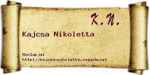 Kajcsa Nikoletta névjegykártya